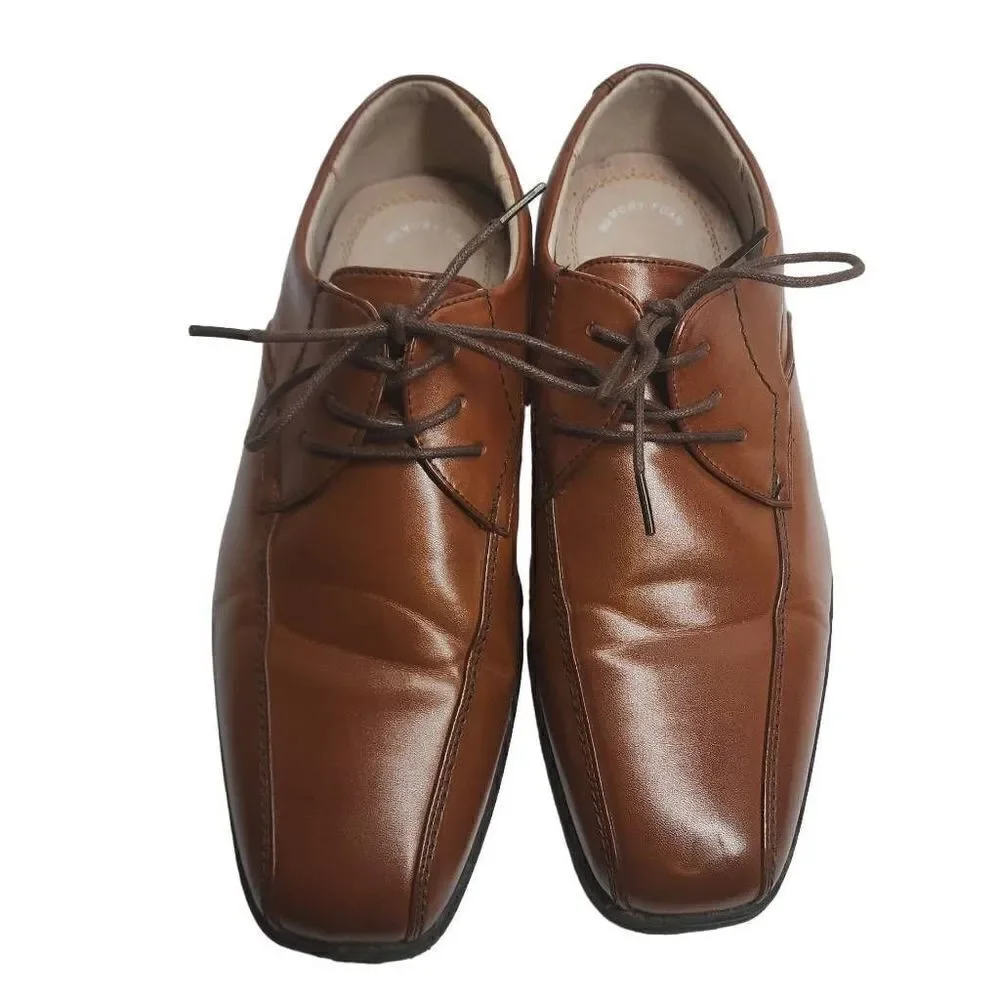 Florsheim Kid's Brown Leather Lace Up Bicycle Toe‎ Oxford Dress Shoes Size 6.5M